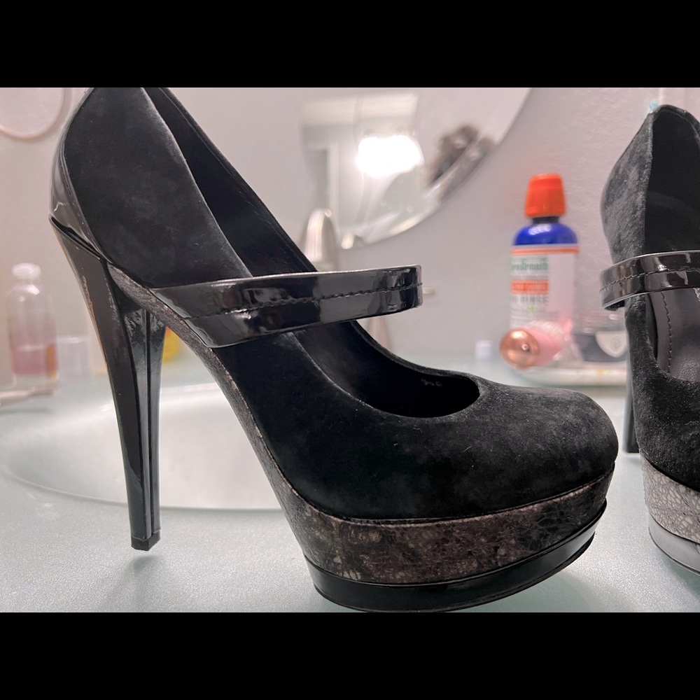 Jessica Simpson Suede & Patent Leather Mary Janes